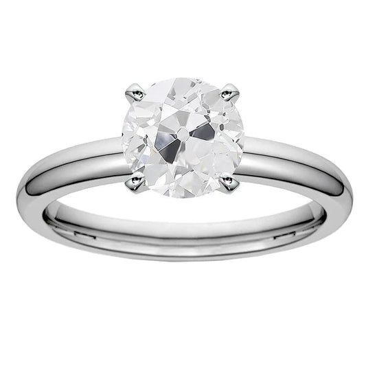 Weißgold Damen Solitaire Old Cut Natürlich Diamantring 2,50 Karat