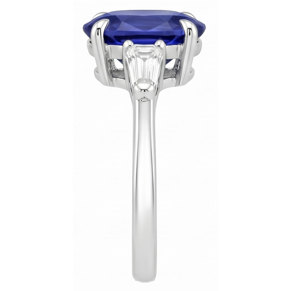 Weißgold Drei-Steine-Ring Ceylon Saphir & Natürlicher Diamant ( nicht im Labor gezüchtet )en 2,50 Karat