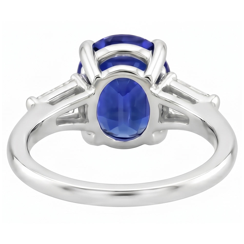 Weißgold Drei-Steine-Ring Ceylon Saphir & Natürlicher Diamant ( nicht im Labor gezüchtet )en 2,50 Karat
