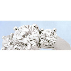 Weißgold Echt Diamant Damen Ring mit drei Steinen 2.55 Karat