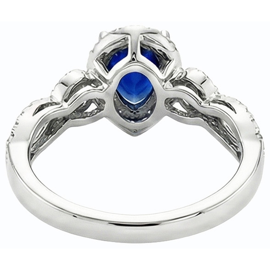 Weißgold Halo Blue Saphir Ring & Natürlicher Diamant ( nicht im Labor gezüchtet )en 4 Karat