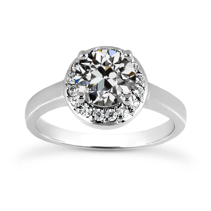Weißgold Halo-Verlobungsring runder alter Bergmann Echt Diamant 3.25 Karat