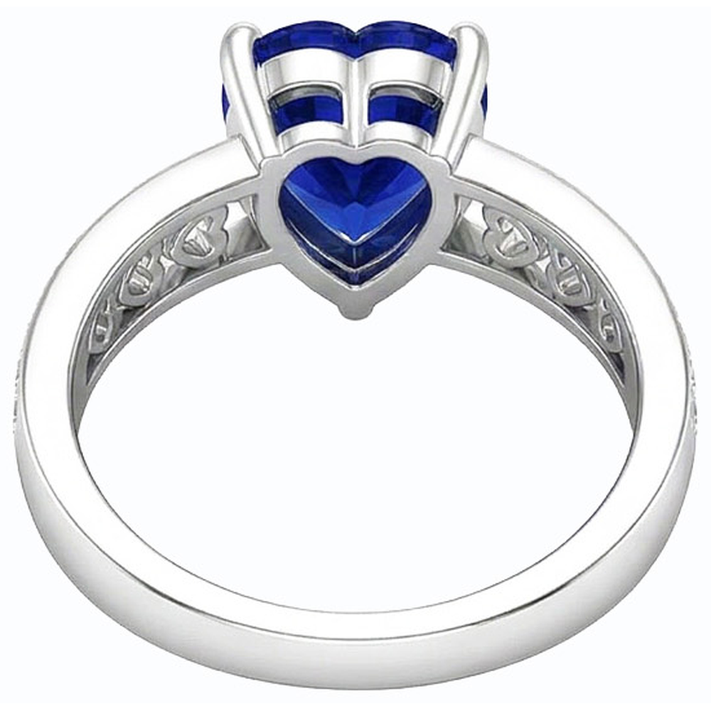 Weißgold Natürlicher Diamant ( nicht im Labor gezüchtet ) Herzförmiger tiefblauer Saphirring 2 Karat