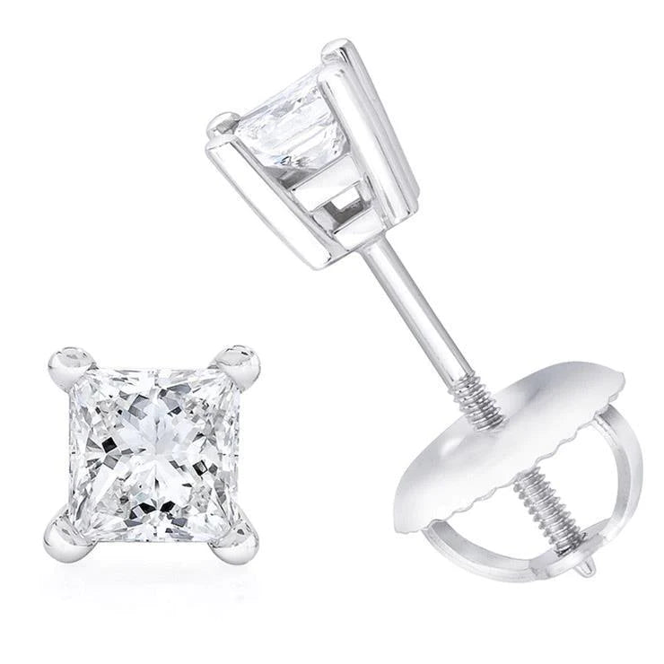 Weißgold Princess Cut 4 Karat Echt Diamanten Damen Ohrstecker