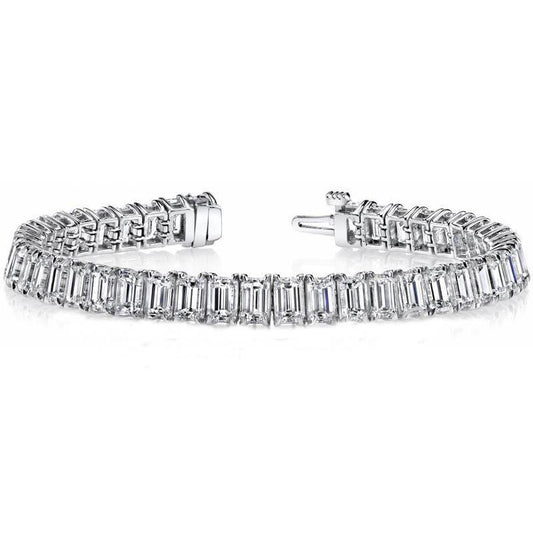 Weißgold Smaragd Echt Diamant Tennis Armband Schmuck 30.40 Ct