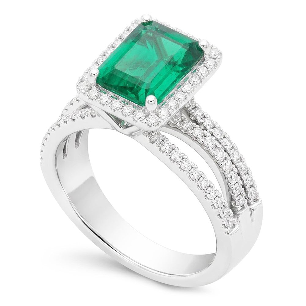 Weißgold Smaragdschliff Grüner Smaragd Aus der Erde Abgebauter Natürlicher Diamant Ehering 8.50 Karat