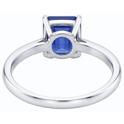 Weißgold Solitaire Smaragd Natural Blue Saphir Ring 2 Karat