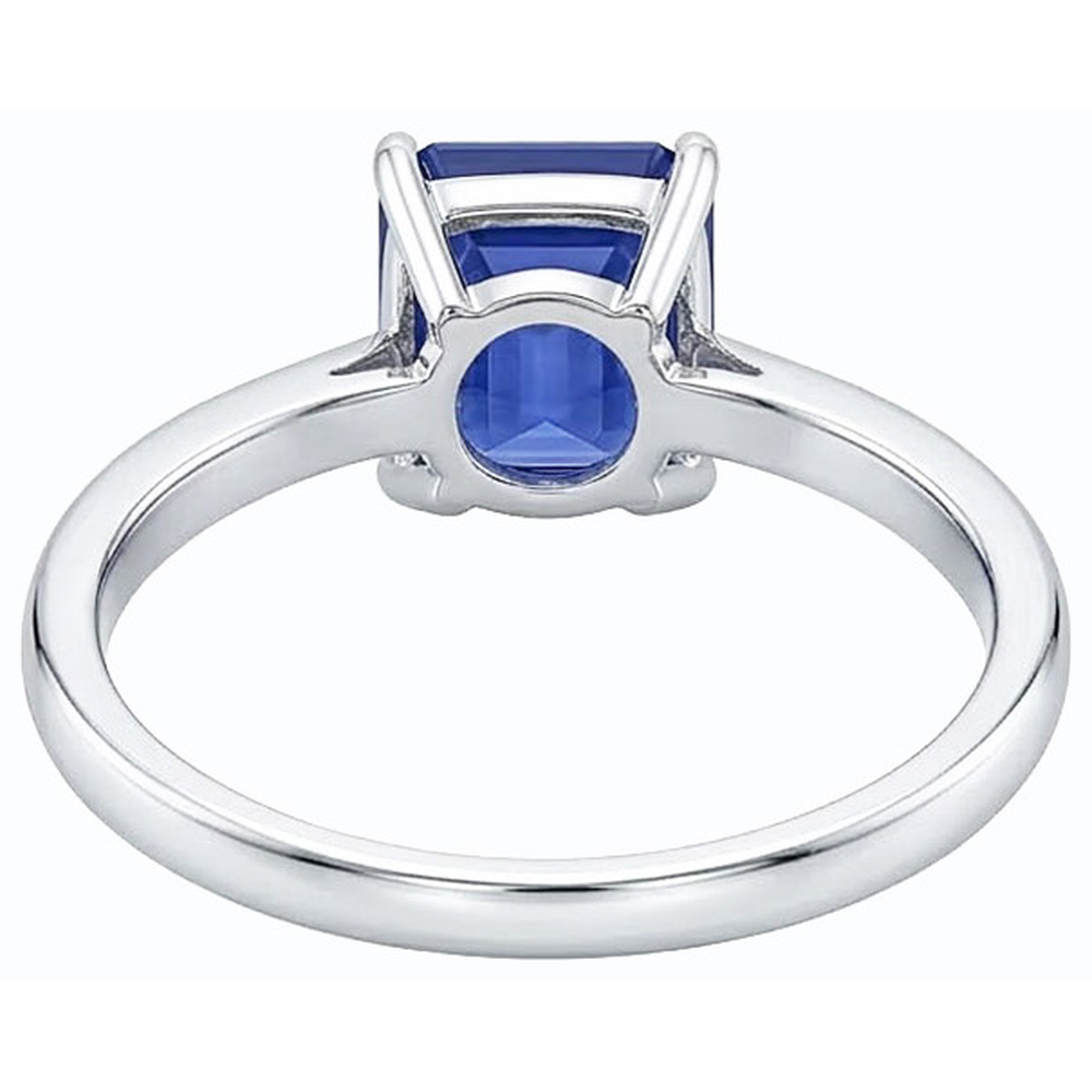 Weißgold Solitaire Smaragd Natural Blue Saphir Ring 2 Karat