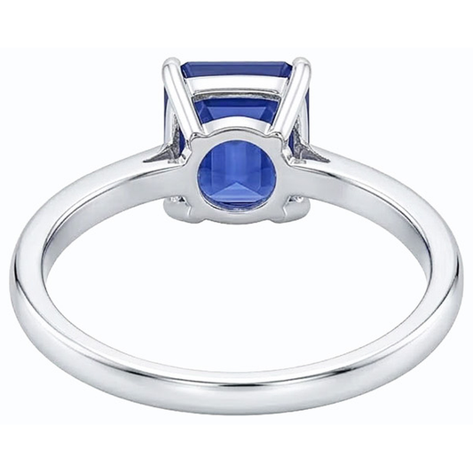 Weißgold Solitaire Smaragd Natural Blue Saphir Ring 2 Karat