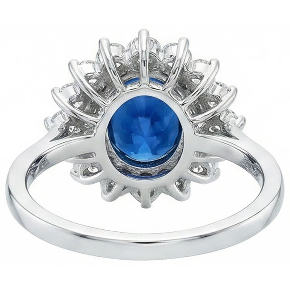 Weißgold srilankischer Saphir Aus der Erde Abgebauter Natürlicher Diamant Ehering 1,70 ct Schmuck