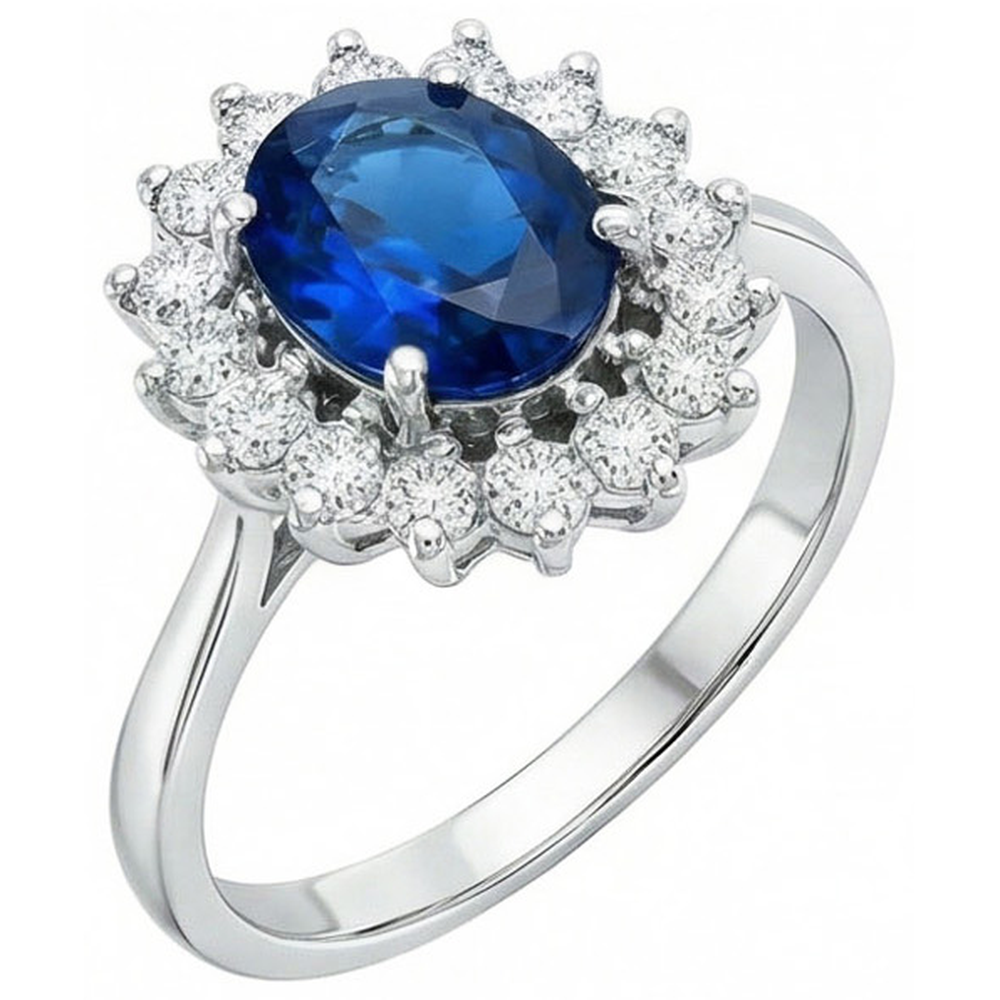 Weißgold srilankischer Saphir Aus der Erde Abgebauter Natürlicher Diamant Ehering 1,70 ct Schmuck
