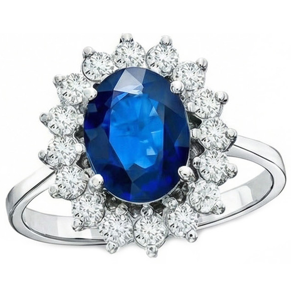 Weißgold srilankischer Saphir Aus der Erde Abgebauter Natürlicher Diamant Ehering 1,70 ct Schmuck
