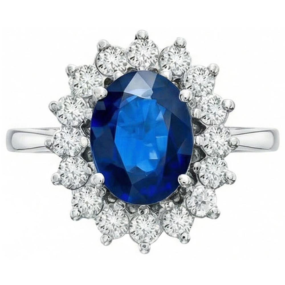 Weißgold srilankischer Saphir Aus der Erde Abgebauter Natürlicher Diamant Ehering 1,70 ct Schmuck