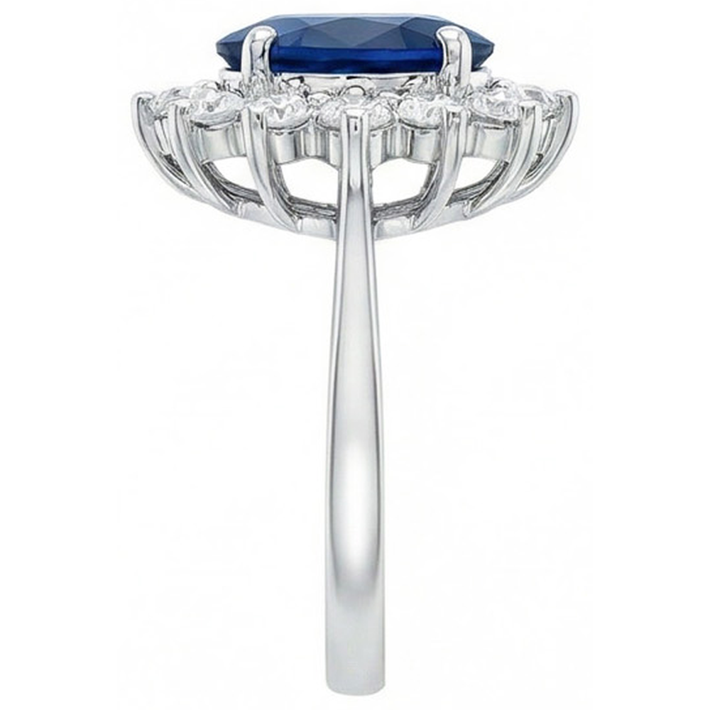 Weißgold srilankischer Saphir Aus der Erde Abgebauter Natürlicher Diamant Ehering 1,70 ct Schmuck