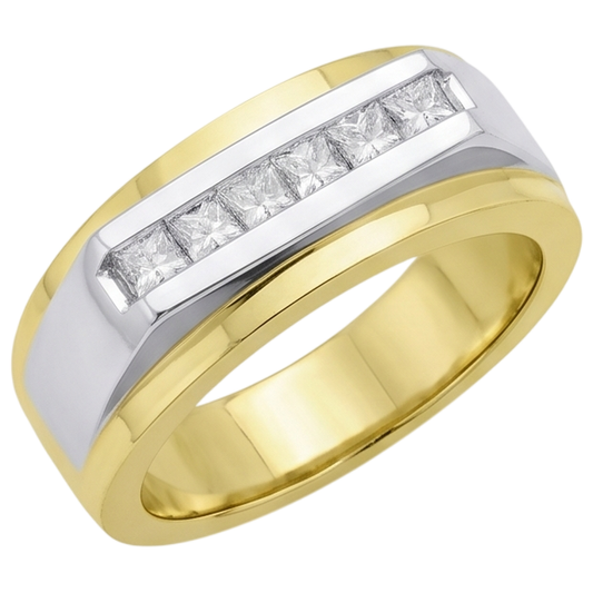 Weißgold14K Herren Ring Band Prinzessin Echt Aus der Erde Abgebauter Natürlicher Diamant0,72 Karat