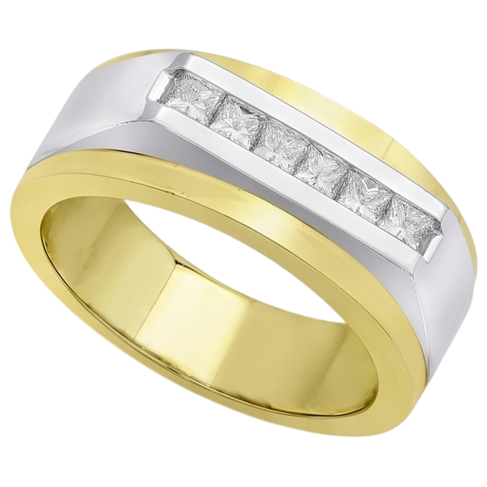 Weißgold14K Herren Ring Band Prinzessin Echt Aus der Erde Abgebauter Natürlicher Diamant0,72 Karat