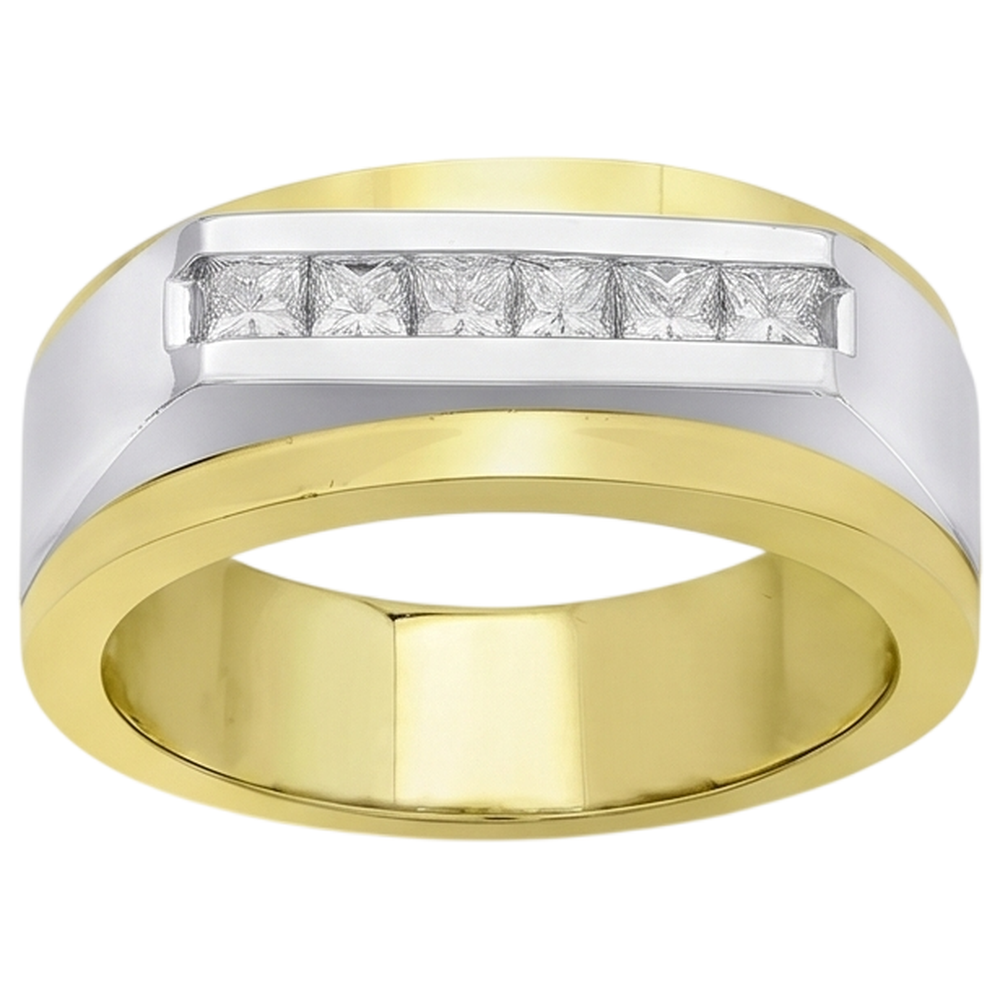 Weißgold14K Herren Ring Band Prinzessin Echt Aus der Erde Abgebauter Natürlicher Diamant0,72 Karat
