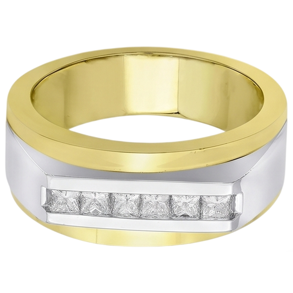 Weißgold14K Herren Ring Band Prinzessin Echt Aus der Erde Abgebauter Natürlicher Diamant0,72 Karat