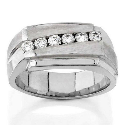 Weißgold14K Herren Ring Band Prinzessin Echt Diamant0,72 Karat