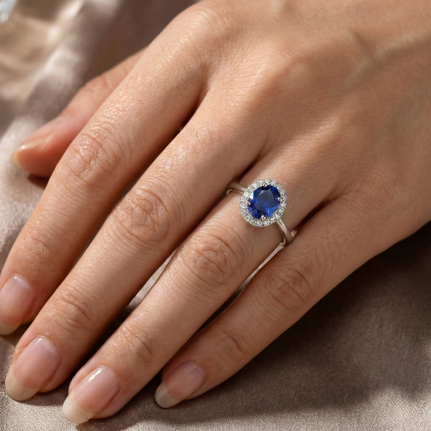 Weißgold 14K 2.30 Kt Ceylon Saphir Aus der Erde Abgebauter Natürlicher Diamanten Ring Neu