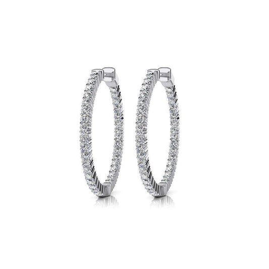 Weißgold 14K Wunderschöne Creolen mit Echt Aus der Erde Abgebauter Natürlicher Diamanten im Rundschliff von 5 ct Neu