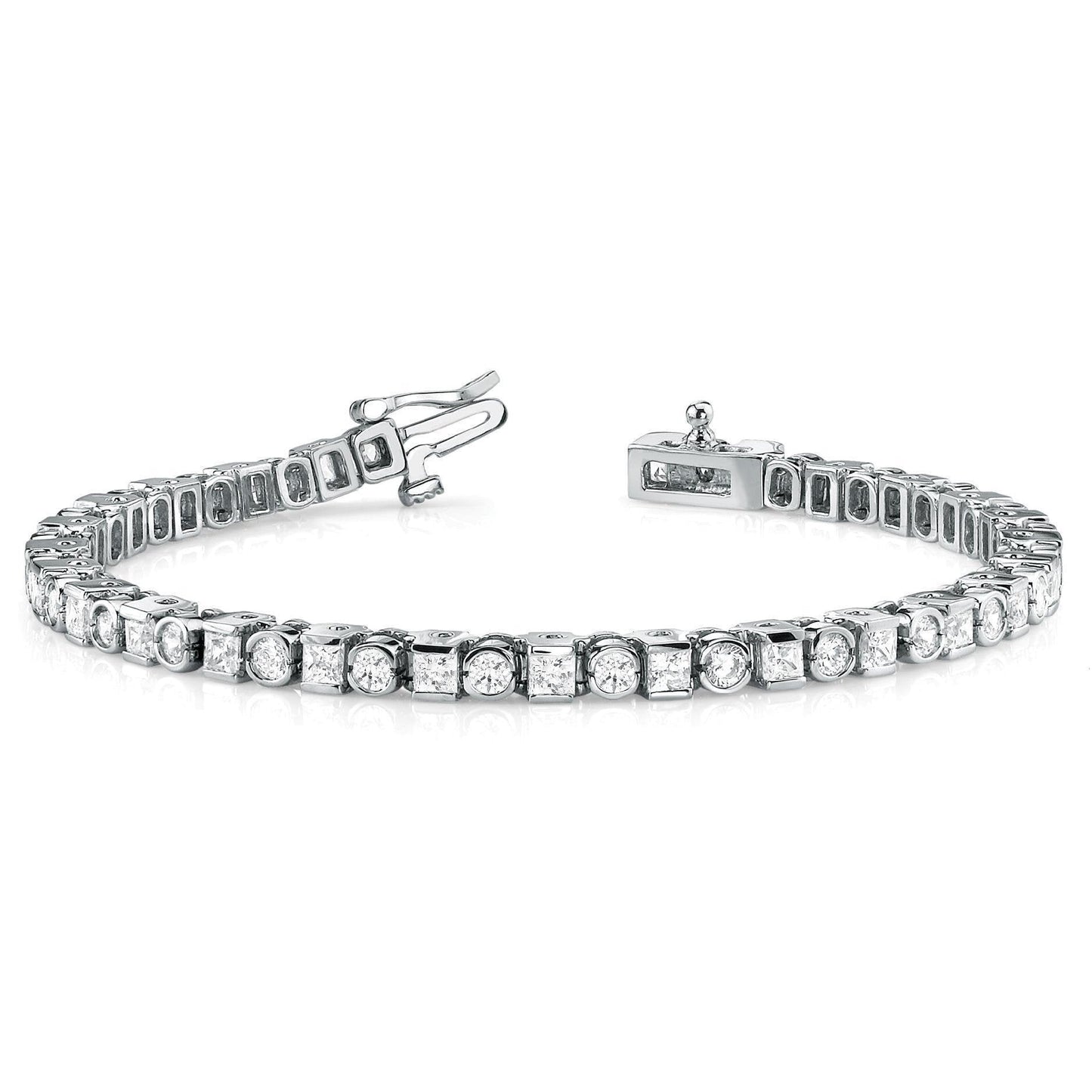 Wg 14K 7,80 Karat Prinzessin und Rundschliff-Echt Diamanten-Tennis-Armband