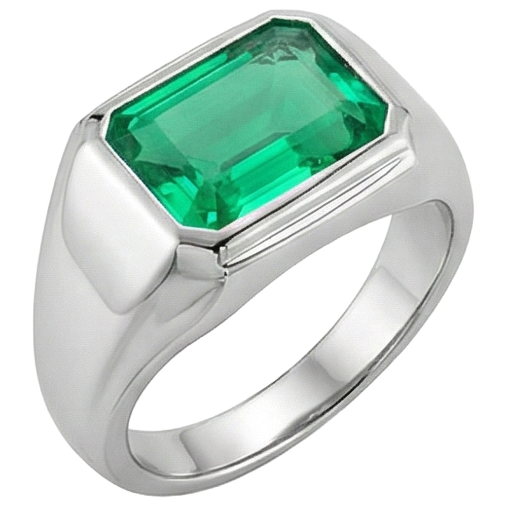 Smaragd-Schliff Smaragd Ring in 14K Weißgold – Seitenansicht