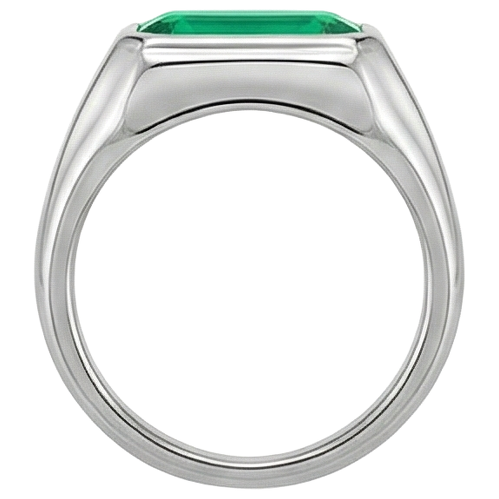 Naturreiner Smaragd Edelstein-Ring 3 Karat 14K Weißgold – Draufsicht