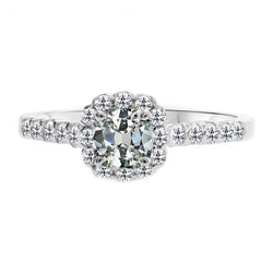 Diamant Old Mine Cut Halo-Verlobungsring 3 Karat in 14K Weißgold