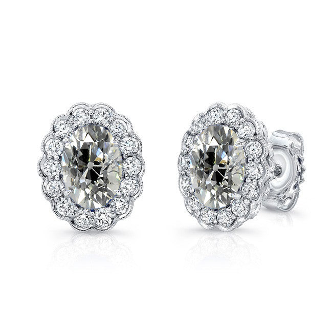 Old Mine Cut Edler Diamant Ring in 14K Weißgold – Hauptansicht