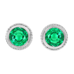Feiner Edler Smaragd Gemstone Earring 2 Karat – 14K Weißgold von