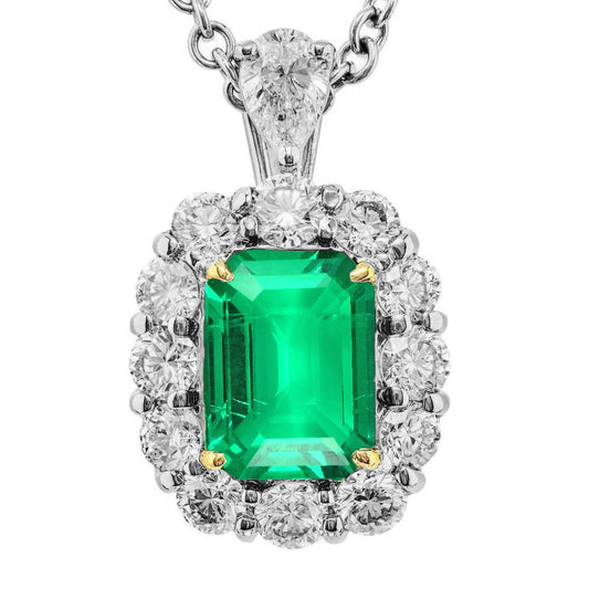 Smaragd Stein-Halskette 6-Karat Bicolor 14K Gold – Hauptansicht