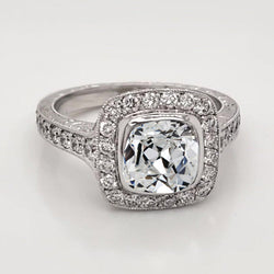 14K Weißgold Halo-Verlobungsring mit Diamant – 4,50 Karat