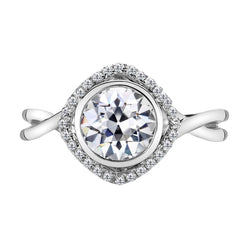14K Weißgold Halo-Fassung Ring mit Edler Diamant – 2 Karat