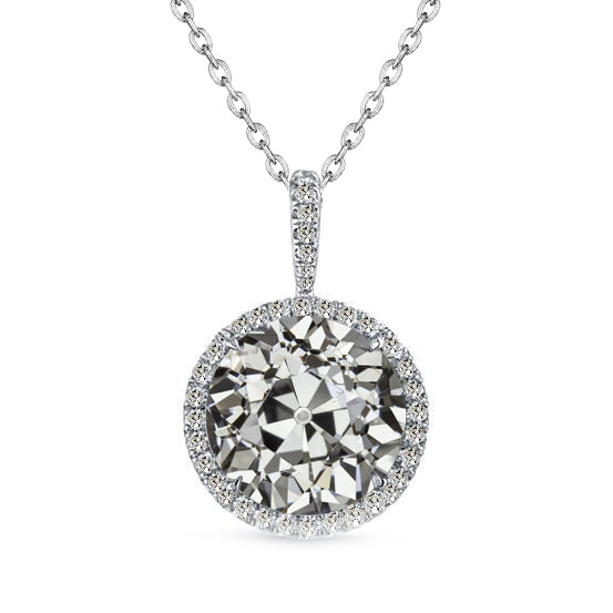 Authentischer Diamant Halo 3,50 Karat 14 Karat Weißgold – Hauptansicht