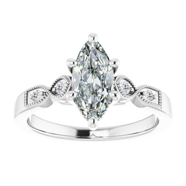 Diamant Akzent-Solitär-Ring 1-Karat 14K Weißgold – Hauptansicht