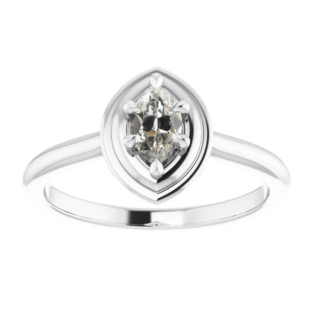 Diamant Marquise-Schliff Einzelstein-Ring in 14K Weißgold – Hauptansicht