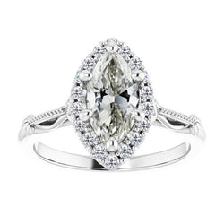 Marquise Brillant Halo-Verlobungsring in 14K Weißgold – 1 Karat
