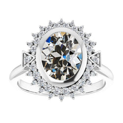 Antik-Kissen-Schliff Halo-Verlobungsring – Diamant 4,50 Karat