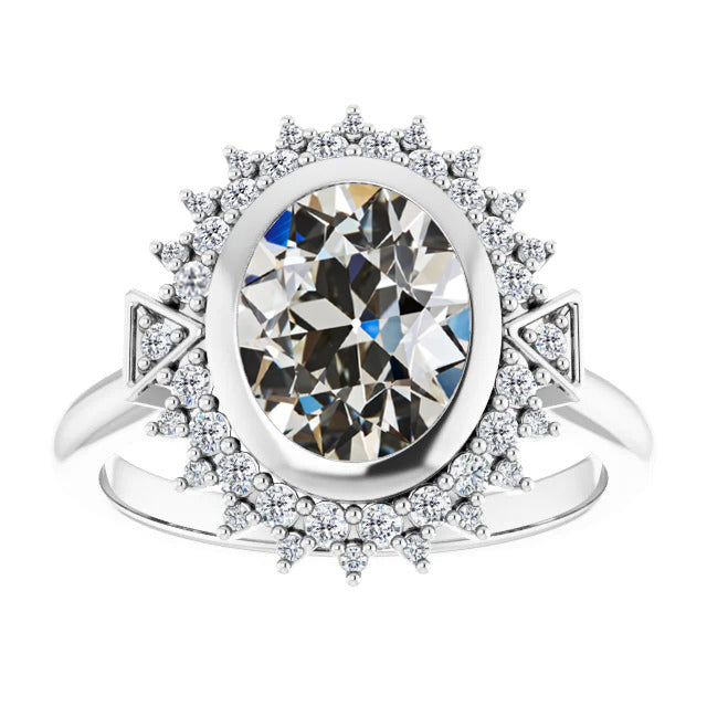 Diamant Halo-Verlobungsring 4,50-Karat 14K Weißgold – Hauptansicht