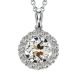 Brillant im Old Mine Cut Halo 7,50 Karat – 14K Weißgold