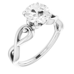 Solitär-Verlobungsring 14 Karat Weißgold – Diamant Old Mine Cut