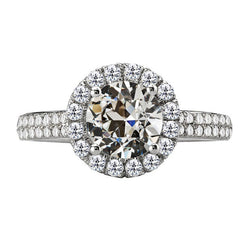 Old Mine Cut Diamant Halo-Ring in 14K Weißgold – 1,50 Karat