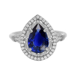 14 Karat Weißgold Edelstein-Ring mit Royalblauer Saphir – 1,50