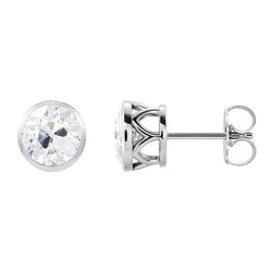 14K Weißgold Lünettenfassung Diamant Ohrringe 4 Karat
