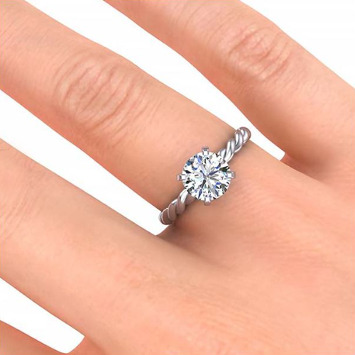 Old Mine Cut Edler Diamant Ring in 14 Karat Weißgold – Schrägansicht