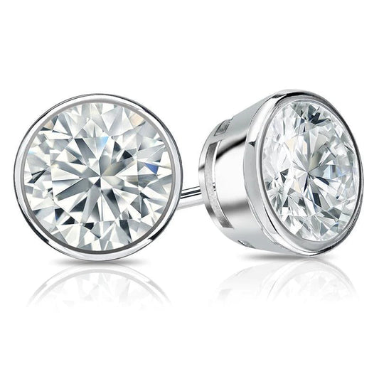 Women Studs Earring 4.00 Carats Echt Diamanten Gold White 14K New