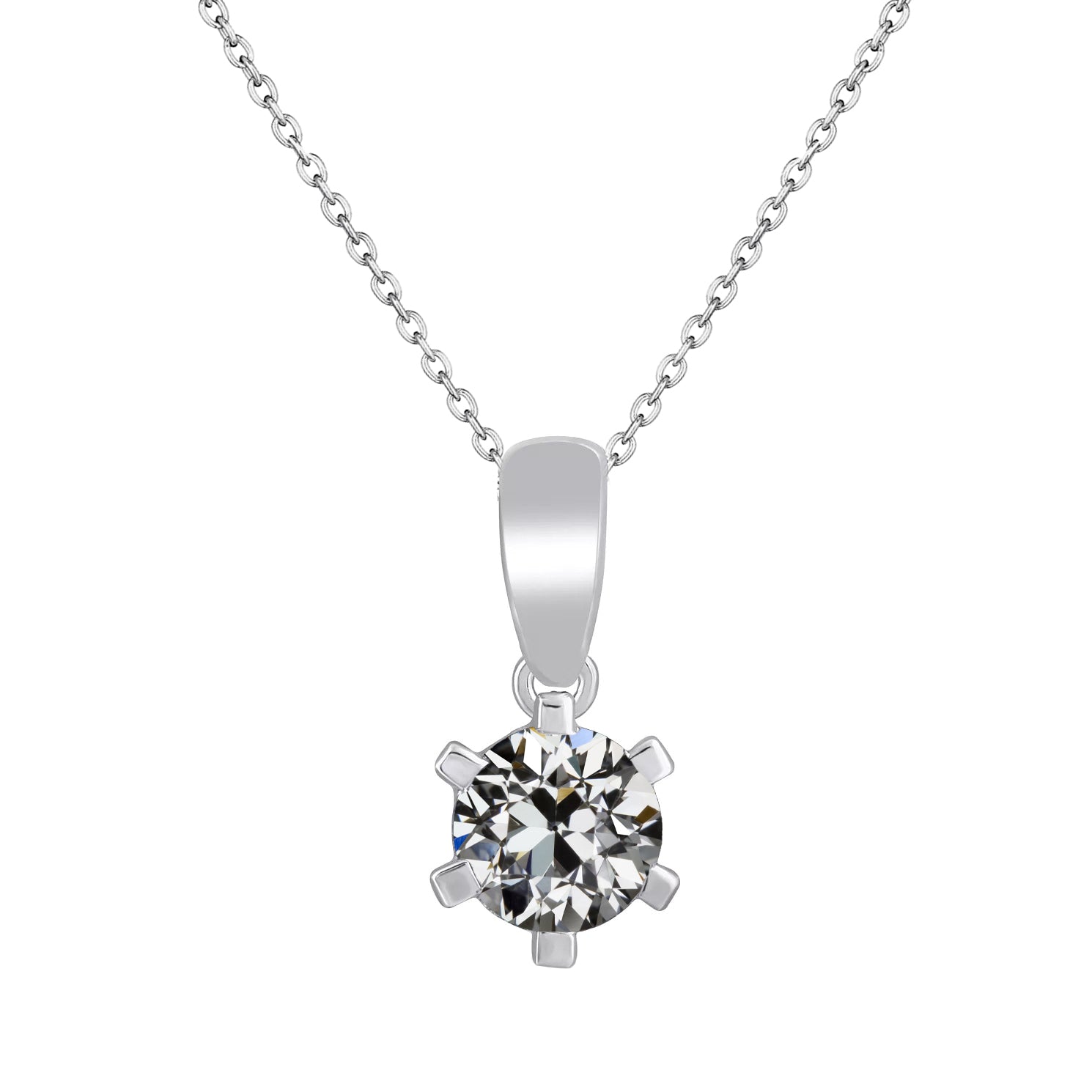 Diamant Antik-Kissen-Schliff Anhänger in 14K Weißgold – Hauptansicht