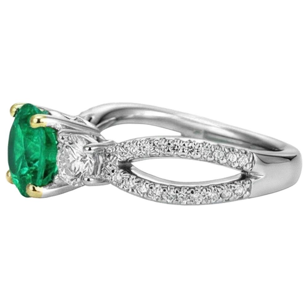 Erdgewonnener Edler Smaragd Edelstein-Ring – Profilansicht