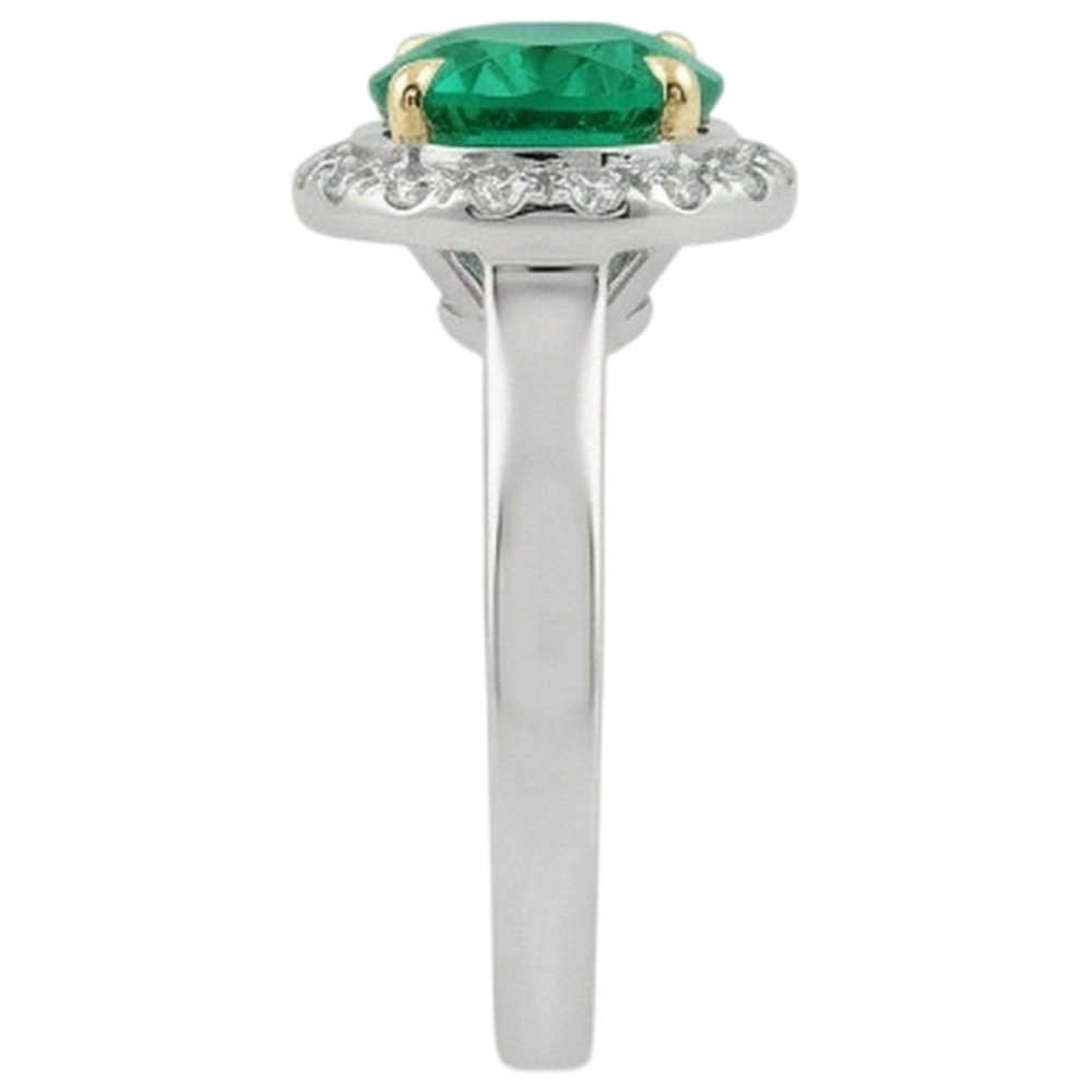 Rund-Brillant Kolumbianischer Smaragd Ring in Zweifarbiges 14K Gold – Profilansicht